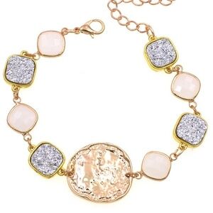 Goldtone Grey Charm Bracelet